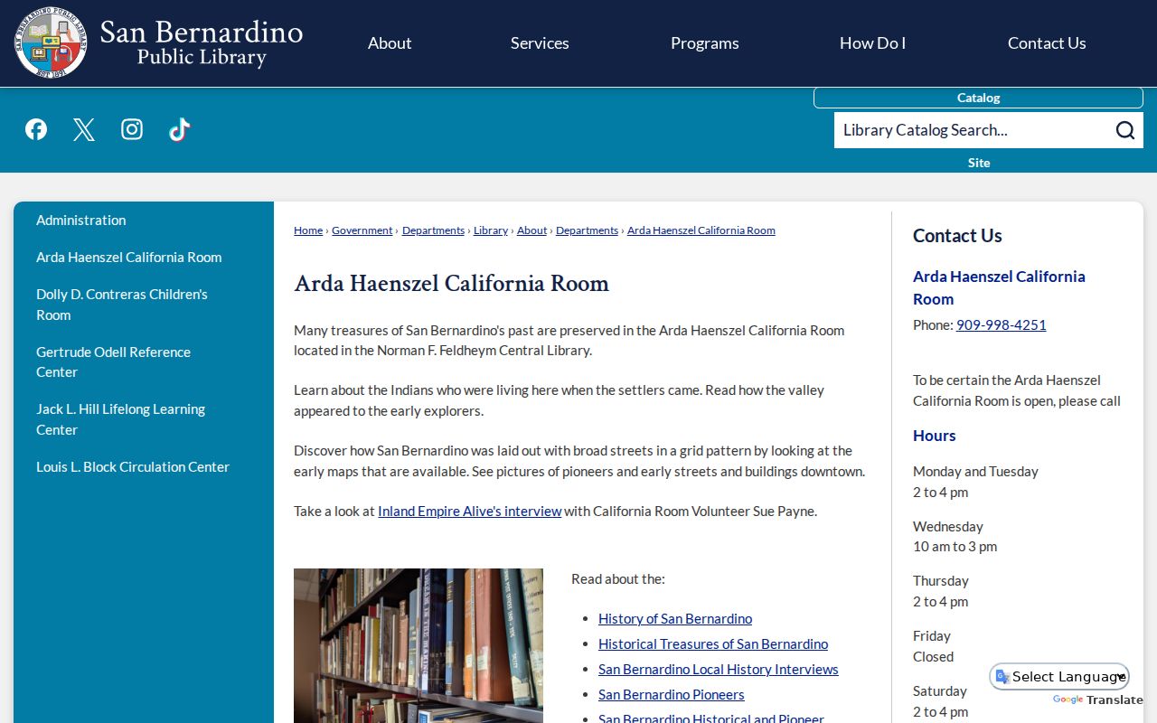 Rialto people directories at Arda Haenszel California Room