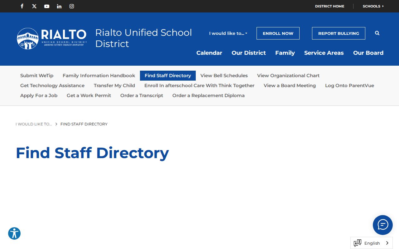 Rialto people directories staff search for Rialto Unified School District