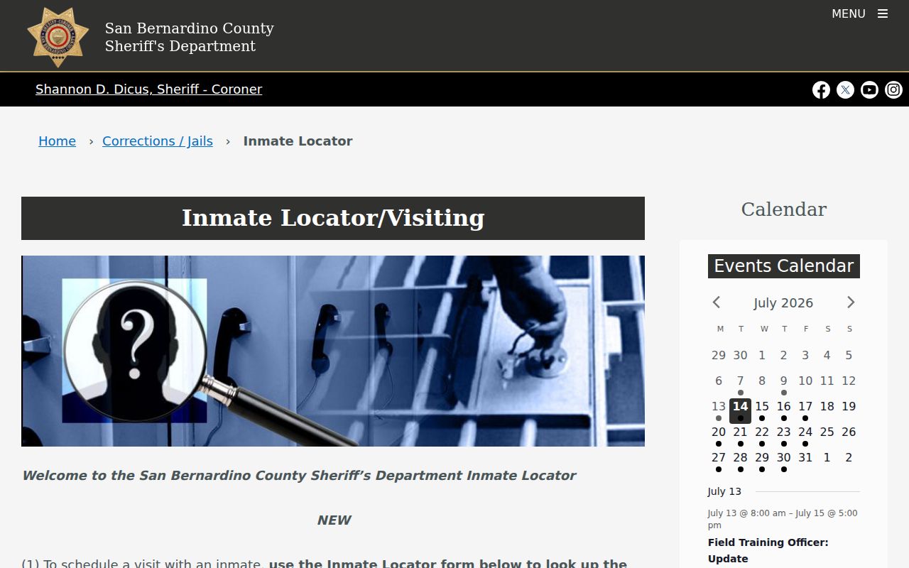 Rialto public records access through the county inmate locator