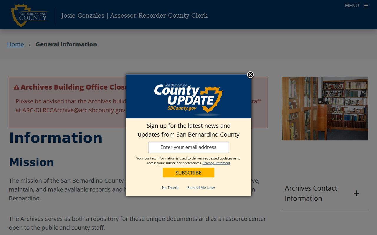 Rialto public records research at San Bernardino County Historical Archives